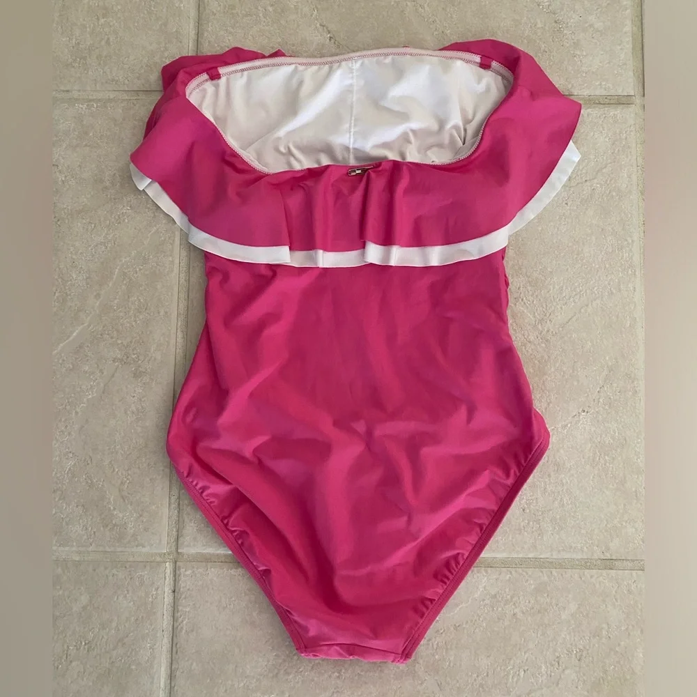 Tommy Hilfiger Ruffle Strapless One Piece Swimsuit - Size 10 - Picture 10 of 16
